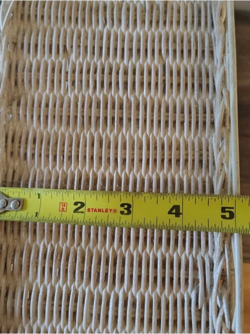 Vtg Wicker Rattan & Wire 2 Tiered Shelf White Hanging Coastal Cottage Seashells